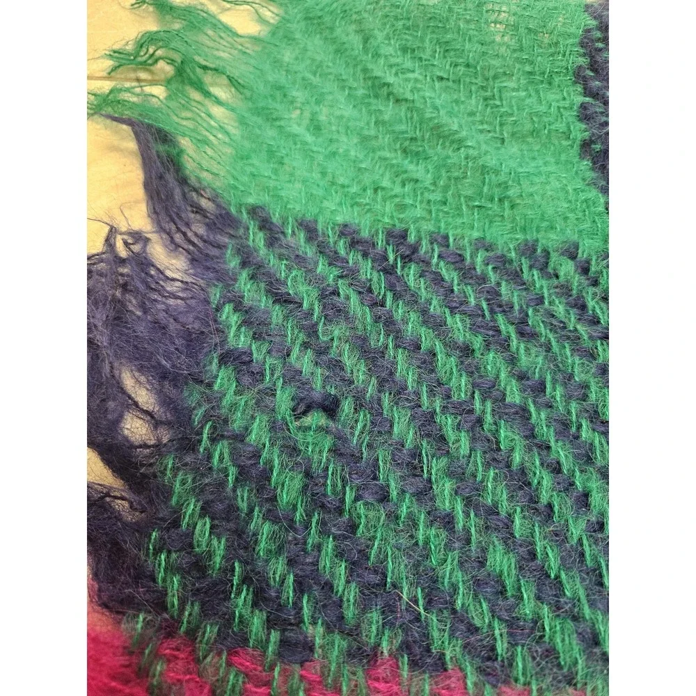 Vintage Avoca Handweavers Wool Blanket Throw Ireland Plaid 54x56 Fringe‎